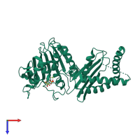 PDB entry 4prv coloured by chain, top view.