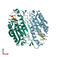 PDB entry 4ps0 coloured by chain, front view.