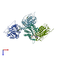 PDB entry 4ps1 coloured by chain, top view.