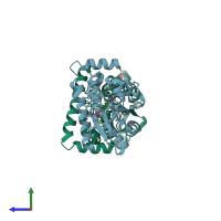 PDB entry 4pse coloured by chain, side view.