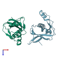 PDB entry 4psf coloured by chain, top view.