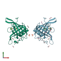 PDB entry 4psq coloured by chain, front view.