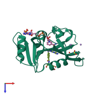 PDB entry 4pst coloured by chain, top view.