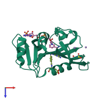 PDB entry 4psy coloured by chain, top view.