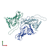 PDB entry 4pt2 coloured by chain, front view.
