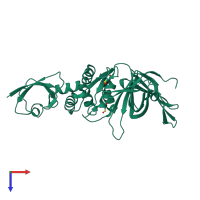 PDB entry 4pt5 coloured by chain, top view.