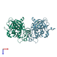 PDB entry 4ptg coloured by chain, top view.