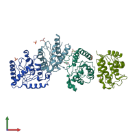 PDB entry 4pty coloured by chain, front view.