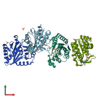 PDB entry 4pu0 coloured by chain, front view.