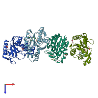 PDB entry 4pu0 coloured by chain, top view.