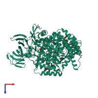 PDB entry 4pu2 coloured by chain, top view.