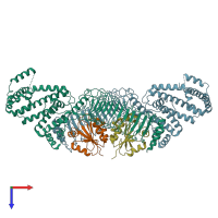 PDB entry 4puf coloured by chain, top view.