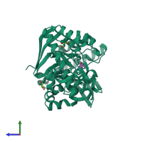 PDB entry 4pum coloured by chain, side view.
