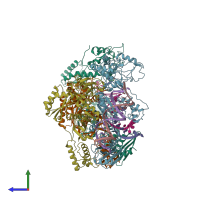 PDB entry 4puo coloured by chain, side view.