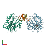 PDB entry 4puq coloured by chain, front view.