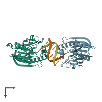PDB entry 4puq coloured by chain, top view.