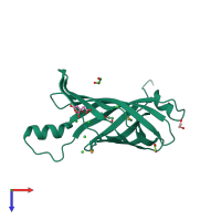 PDB entry 4pux coloured by chain, top view.