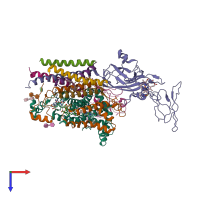 PDB entry 4pv1 coloured by chain, top view.
