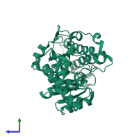 NADPH-dependent methylglyoxal reductase GRE2 in PDB entry 4pvd, assembly 1, side view.