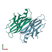 PDB entry 4pvl coloured by chain, front view.