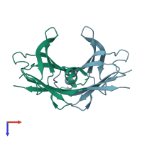 PDB entry 4pvn coloured by chain, top view.