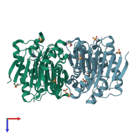 PDB entry 4pvq coloured by chain, top view.