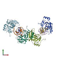 PDB entry 4pw5 coloured by chain, front view.