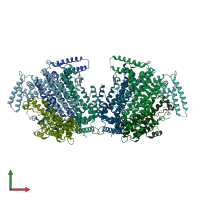 PDB entry 4pw8 coloured by chain, front view.