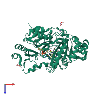 PDB entry 4pwb coloured by chain, top view.