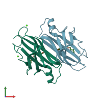 PDB entry 4pwh coloured by chain, front view.