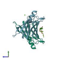 PDB entry 4pwh coloured by chain, side view.