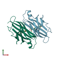 PDB entry 4pwk coloured by chain, front view.