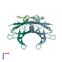 PDB entry 4pwk coloured by chain, top view.