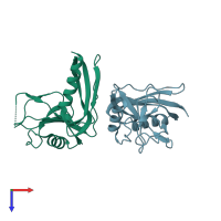 PDB entry 4pwq coloured by chain, top view.