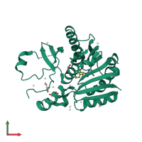 PDB entry 4pwy coloured by chain, front view.