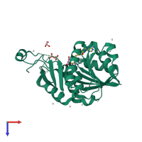 PDB entry 4pwy coloured by chain, top view.