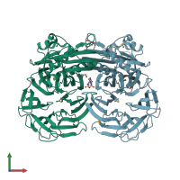 PDB entry 4pwz coloured by chain, front view.