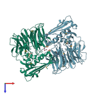 PDB entry 4pwz coloured by chain, top view.