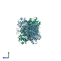 PDB entry 4px3 coloured by chain, side view.
