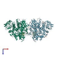 PDB entry 4px3 coloured by chain, top view.