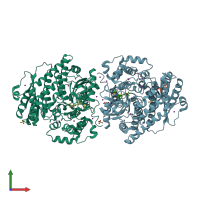 PDB entry 4px5 coloured by chain, front view.