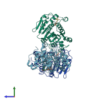 PDB entry 4px9 coloured by chain, side view.