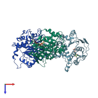 PDB entry 4px9 coloured by chain, top view.