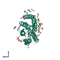 PDB entry 4pxk coloured by chain, side view.