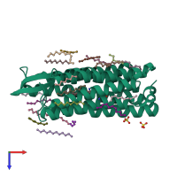 PDB entry 4pxk coloured by chain, top view.