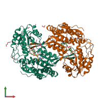 PDB entry 4pxl coloured by chain, front view.