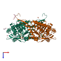 PDB entry 4pxl coloured by chain, top view.