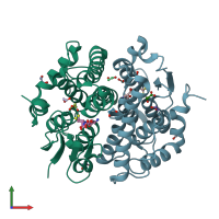 PDB entry 4pxo coloured by chain, front view.