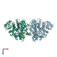 PDB entry 4pxs coloured by chain, top view.