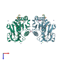 PDB entry 4pxy coloured by chain, top view.